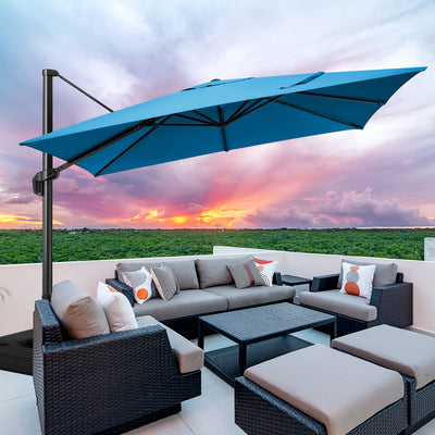 Hoteel 10 Ft Patio Umbrella Outdoor Cantilever Square Umbrella Aluminum Offset Umbrella with Base, 360¡ã Rotation