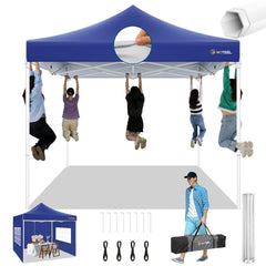 Hoteel 10'x10' Heavy Duty Canopy Tent with 4 Sidewalls, Commercial Instant Shelter Tent for Parties, Wedding Event, Adjustable Outdoor Canopy with Carry Bag, 4 Ropes & 8 Stakes, Dark Blue