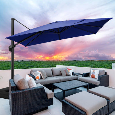 Hoteel 10 Ft Patio Umbrella Outdoor Cantilever Square Umbrella Aluminum Offset Umbrella with Base, 360¡ã Rotation
