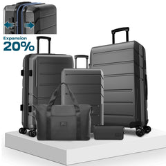HOTEEL 5 Piece Luggage Sets,Expandable ABS+PC Hardshell Suitcase Set with TSA Lock,Lightweight Carry on Suitcases for Men Women,Beige