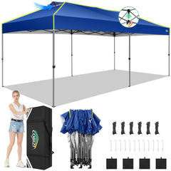 COBIZI 10x20 Pop up Canopy Tent Easy up Canopy for Outside Instant Portable Waterproof Party Canopy Tent for Summer Beach Garden Party Camping Outside with Air Vent,Reflective Strip,4 Sandbags