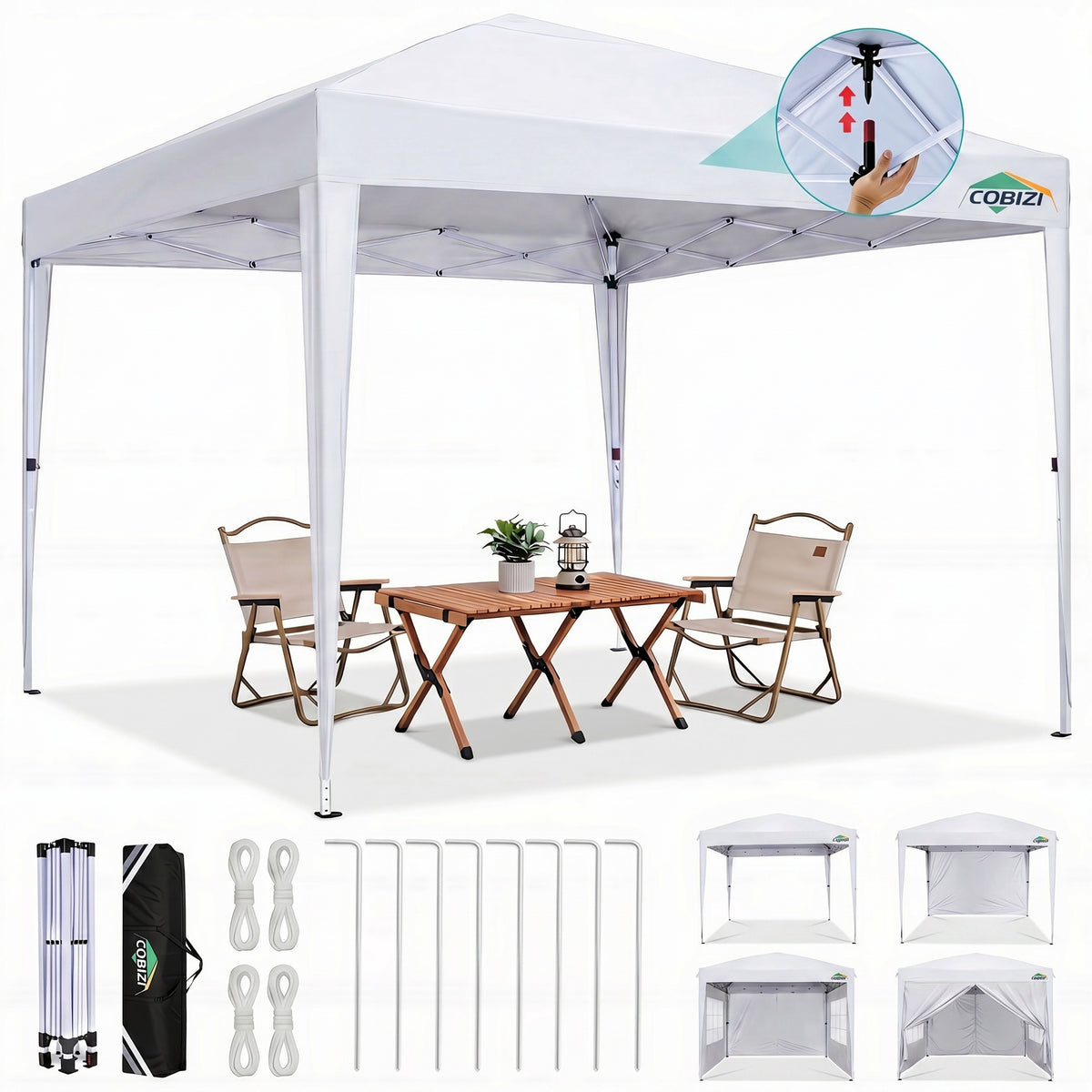 Cobizi 10'x10'/10'x20/10'x30' Protable Waterproof Pop up Canopy with 6 Sidewalls  SPC202