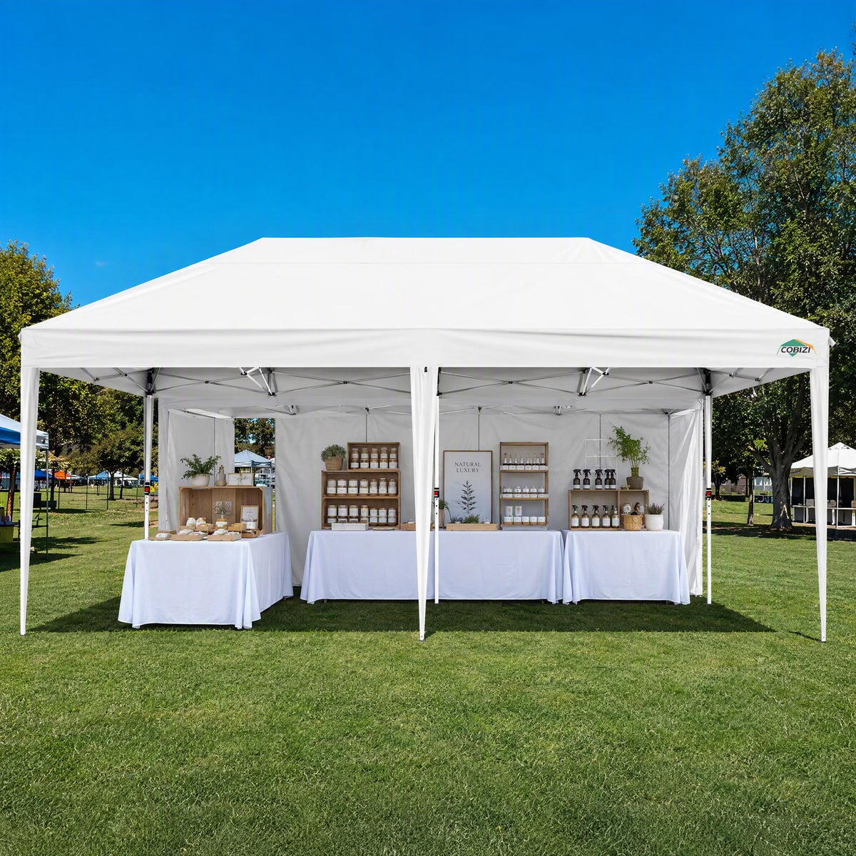 Cobizi Large 10'x20' Pop Up Canopy One-Push Setup with 6 Sidewalls SPC203