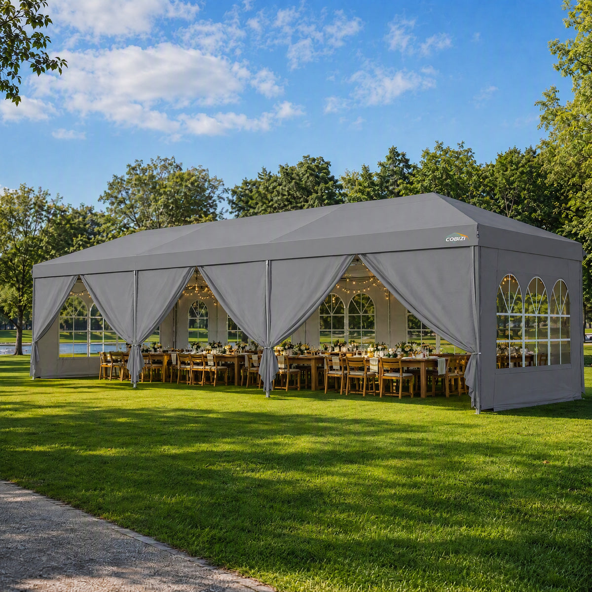 COBIZI 10'x30' Pop up Canopy with 6 Sidewalls & Carry Bag, Black SPC204