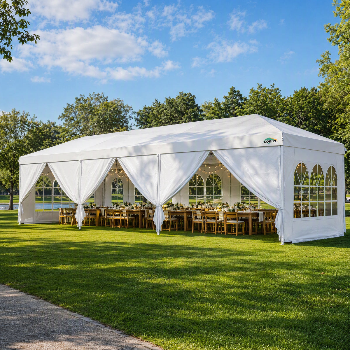 COBIZI 10'x30' Pop up Canopy with 6 Sidewalls & Carry Bag, Black SPC204