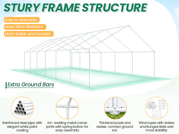 COBIZI 20'x40' Heavy Duty  Party Canopy with 12 Sidewalls & Built-in Sandbags SPC000168