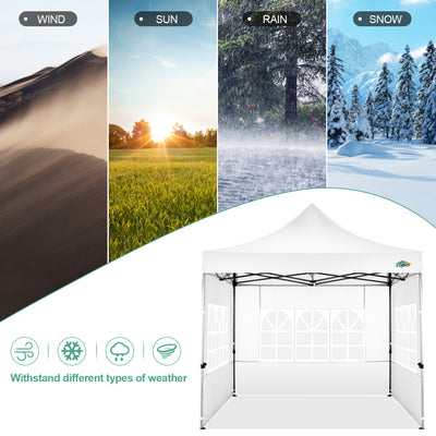 COBIZI 10'x10' Heavy Duty Pop Up Canopy with Sidewalls & 3 Adjustable Heights, SPC26