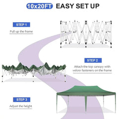 YUEBO 10'x20' Ez Pop Up Canopy Tent Commercial Instant Canopies with 6 Removable Side Walls Portable & Carrying Bag for Patio Picnic Carport Party Wedding, Blue Navy