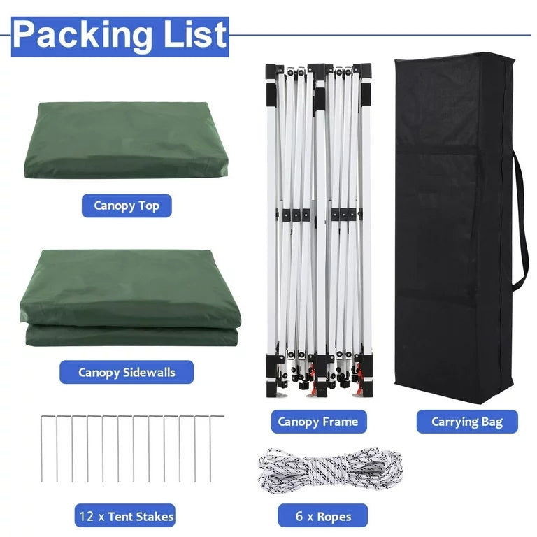 YUEBO 10'x20' Ez Pop Up Canopy Tent Commercial Instant Canopies with 6 Removable Side Walls Portable & Carrying Bag for Patio Picnic Carport Party Wedding, Blue Navy