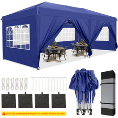 COBIZI 10x20 Pop Up Canopy Tent Heavy Duty with 6 Removable Sidewalls, Commercial Heavy Duty Pop Up Tent for Parties All Weather Waterproof and UV 50+ Wedding Tent with Roller Bag(Legs Upgraded)