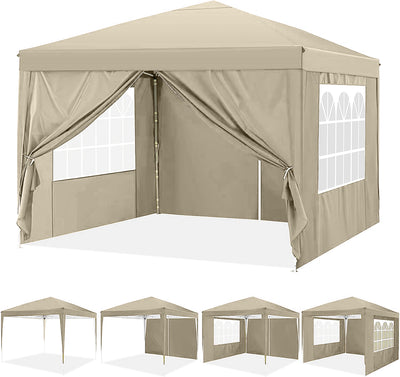COBIZI 10x10ft Pop up Canopy Tent with 4 Sidewalls, Easy up Outdoor Waterproof Camping Tent,for Parties,Picnic, Blue