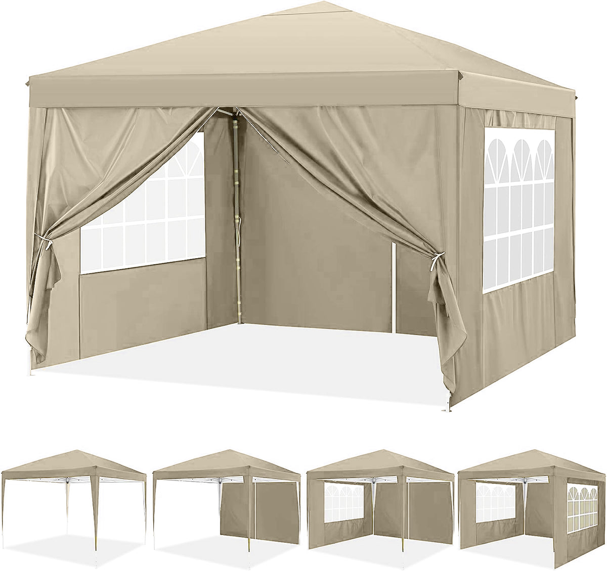 COBIZI 10x10ft Pop up Canopy Tent with 4 Sidewalls, Easy up Outdoor Waterproof Camping Tent,for Parties,Picnic, Blue