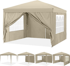 COBIZI 10x10ft Pop up Canopy Tent with 4 Sidewalls, Easy up Outdoor Waterproof Camping Tent,for Parties,Picnic, Blue