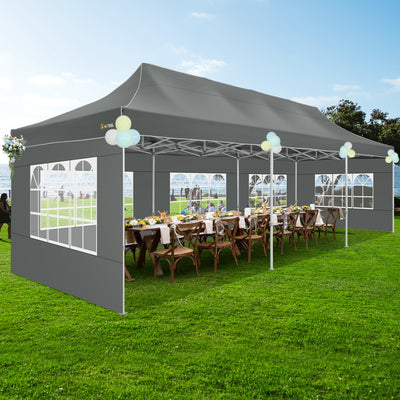 HOTEEL 10¡¯x30' pop-up tent, suitable for parties, heavy-duty easy-to-set-up tent with 8 side walls, outdoor commercial instant gazebo, suitable for wedding events, with portable bag