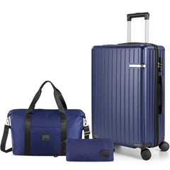 Hoteel 5 Piece Hardshell Luggage Set,Expandable PC+ABS Durable Suitcase,Hardside Lightweight Suitcase with TSA Lock Spinner Wheels,Navy Blue