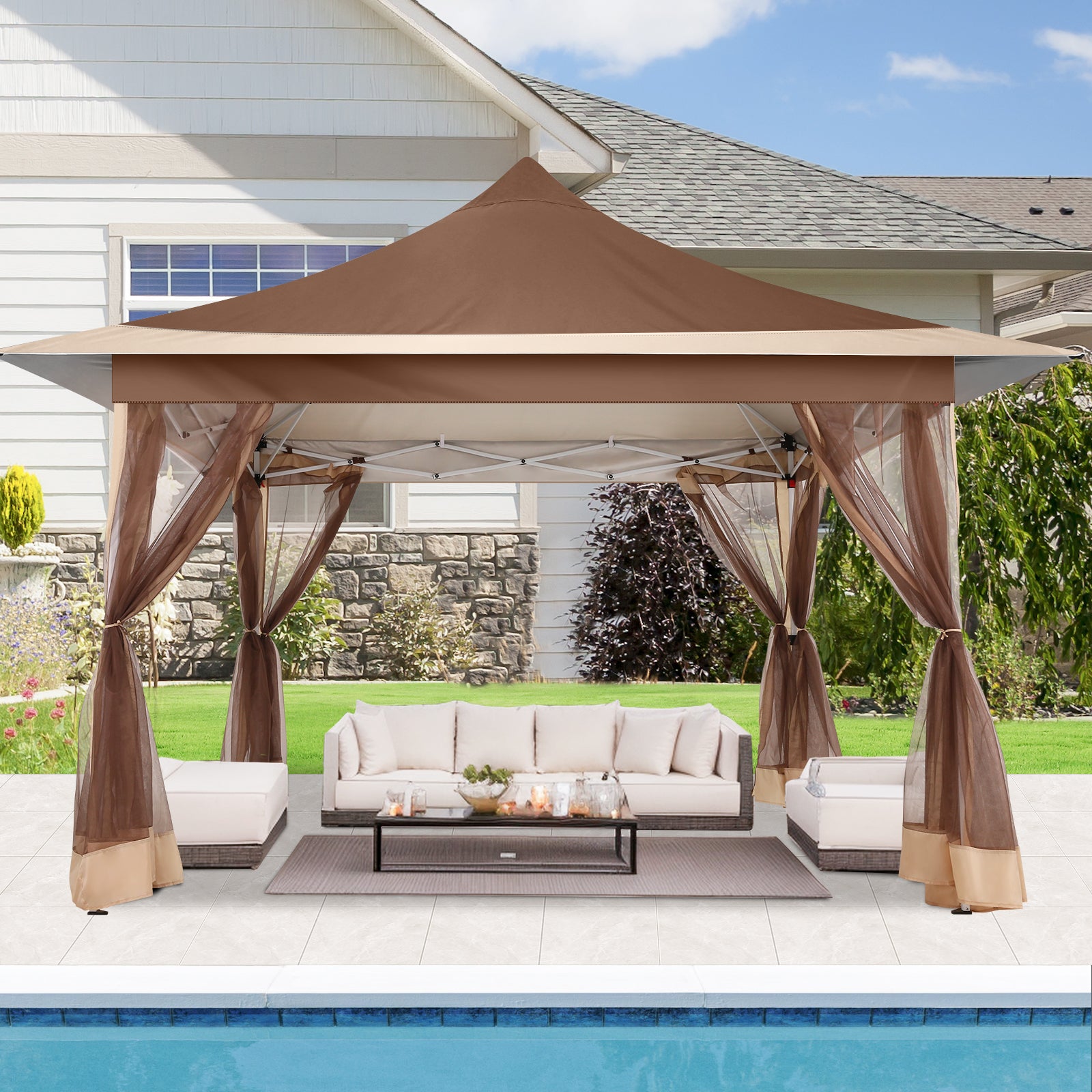 COBIZI 12'x12' Pop-up Gazing Pavilion with Tent and Backpack Offer, Outdoor Canopy Tent with Portable Backpack, Patio Gazing Pavilion SPC000149