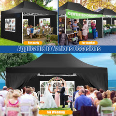 HOTEEL 10x15 Pop Up Canopy Tent Heavy Duty with 4 Sidewalls,Tents for Parties Outdoor Canopy Event Tent Wedding with Roller Bag,UV 50+ & Upgraded No Water Accumulation,Thick Hexagonal Legs
