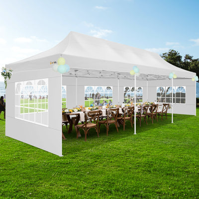 HOTEEL 10¡¯x30' pop-up tent, suitable for parties, heavy-duty easy-to-set-up tent with 8 side walls, outdoor commercial instant gazebo, suitable for wedding events, with portable bag