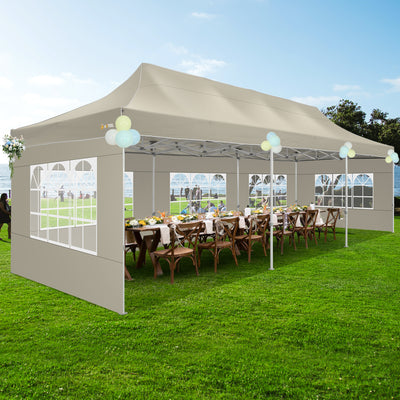 HOTEEL 10¡¯x30' pop-up tent, suitable for parties, heavy-duty easy-to-set-up tent with 8 side walls, outdoor commercial instant gazebo, suitable for wedding events, with portable bag