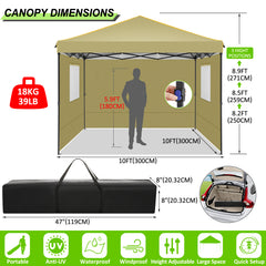 COBIZI 10'x10' Pop Up Canopy Tent with 4 Removable Sidewalls,Waterproof Commercial Instant Gazebo Outdoor Tents for Party/Exhibition/Picnic with Carry Bag