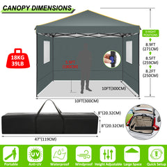 COBIZI 10'x10' Pop Up Canopy Tent with 4 Removable Sidewalls,Waterproof Commercial Instant Gazebo Outdoor Tents for Party/Exhibition/Picnic with Carry Bag