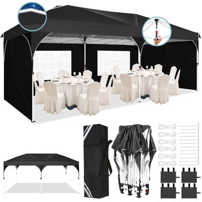 Cobizi 10'x20' Up Pop Up Canopy Tent, Party Tents with One Push Central Button Air Vent, Instant Canopy Tent with Sidewalls & Reflective Strip SPC000142