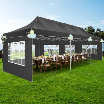 HOTEEL 10¡¯x30' pop-up tent, suitable for parties, heavy-duty easy-to-set-up tent with 8 side walls, outdoor commercial instant gazebo, suitable for wedding events, with portable bag
