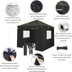 HOTEEL 10' x 10' Outdoor Canopy Party Tent EZ Pop up Canopy Portable Commercial Instant Canopy Shelter Tent Waterproof Gazebo with 4 Sidewalls & Carry Bag,Stakes & Ropes