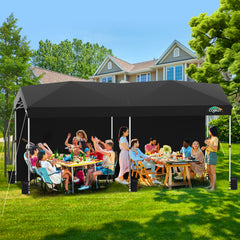 COBIZI 10x20 Pop Up Canopy-Easy Up Carport Canopy with One Push Setup-Outdoor Sun Shade&Waterppof Tent for Parties, Camping, Events-with 2 Sidewalls,Portable Bag,4 Weight Bags,4 Ropes&10 Stakes