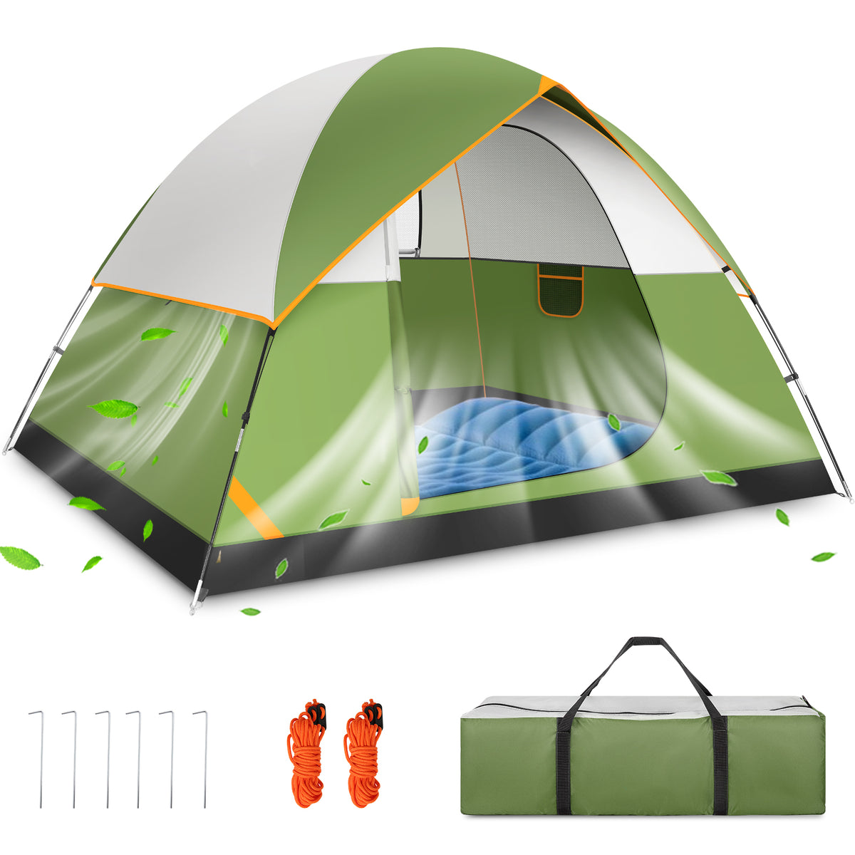 COBIZI 4 Person Tent for Camping, Easy Setup Camping Tent with Rainfly & Screen Windows for Camping/Traveling/Family Gathering/Hiking/Beach