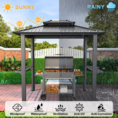COBIZI 10'x12' Hard Top Grill Gazebo with 2 Side Shelves SPC224