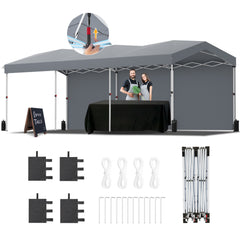 COBIZI 10'x30' Pop Up Canopy-Easy Up Carport Canopy with One Push Setup-Outdoor Sun Shade&Waterppof Tent for Parties, Camping, Events-with 3 Sidewalls,Wheel Bag,4 Weight Bags,4 Ropes& 12 Stakes