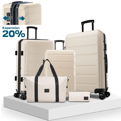 HOTEEL 3 Piece Carry on Luggage Set,Expandable ABS+PC Lightweight Hard Shell Suitcases with Spinner Wheels&TSA Lock,Portable Travel Bag and Toiletry Bag,Blue