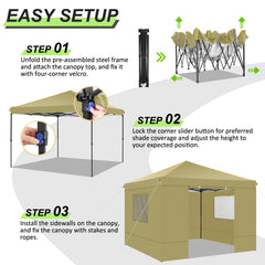 COBIZI 10'x10' Pop Up Canopy Tent with 4 Removable Sidewalls,Waterproof Commercial Instant Gazebo Outdoor Tents for Party/Exhibition/Picnic with Carry Bag