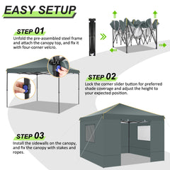 COBIZI 10'x10' Pop Up Canopy Tent with 4 Removable Sidewalls,Waterproof Commercial Instant Gazebo Outdoor Tents for Party/Exhibition/Picnic with Carry Bag