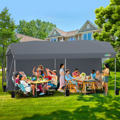 COBIZI 10x20 Pop Up Canopy-Easy Up Carport Canopy with One Push Setup-Outdoor Sun Shade&Waterppof Tent for Parties, Camping, Events-with 2 Sidewalls,Portable Bag,4 Weight Bags,4 Ropes&10 Stakes