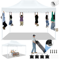 HOTEEL 10x15 Pop Up Canopy Tent Heavy Duty Easy Up Outdoor Canopy Commercial Event Tent Wedding with Roller Bag,UV 50+ & Upgraded No Water Accumulation,Thick Hexagonal Legs