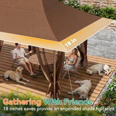 COBIZI 12'x20' Pop Up Gazebo，Easy Setup with Mosquito Netting, Brown SPC000251