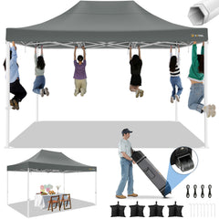 HOTEEL 10x15 Pop Up Canopy Tent Heavy Duty Easy Up Outdoor Canopy Commercial Event Tent Wedding with Roller Bag,UV 50+ & Upgraded No Water Accumulation,Thick Hexagonal Legs