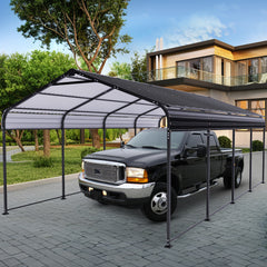 HOTEEL 12X20 FT Outdoor Carport, Galvanized Metal Heavy Duty Garage Car Storage Shelter, Metal Carport Upgraded Extra Large Garage