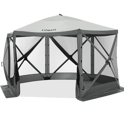 COBIZI 12x12ft Pop-up Gazebo EZ Set-up Camping Canopy Tent with 6 Sides Mosquito Netting, Waterproof, UV Resistant, Portable Screen House Room, Outdoor Party Tent with Carry bag, Ground Spike