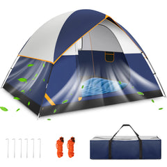 COBIZI 4 Person Tent for Camping, Easy Setup Camping Tent with Rainfly & Screen Windows for Camping/Traveling/Family Gathering/Hiking/Beach