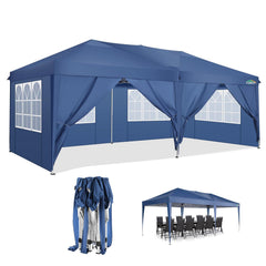 COBIZI 10'x20' Pop Up Canopy with 6 Sidewalls,Waterproof Outdoor Commercial Instant Tent,for Parties Beach Camping Event Shelter Wedding,Black