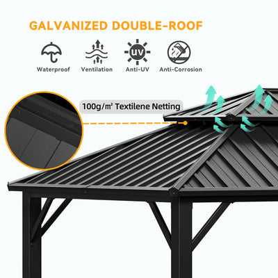 COBIZI 12'x20'  Heavy Duty Hard Top Gazebo Pro with Curtains & Netting SPC243