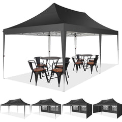 HOTEEL 10' x 20' Pop up Canopy Tent,Heavy Duty Waterproof Commercial Instant Gazebo,Outdoor Canopy for Party,Wedding,Event,Backyard,Black
