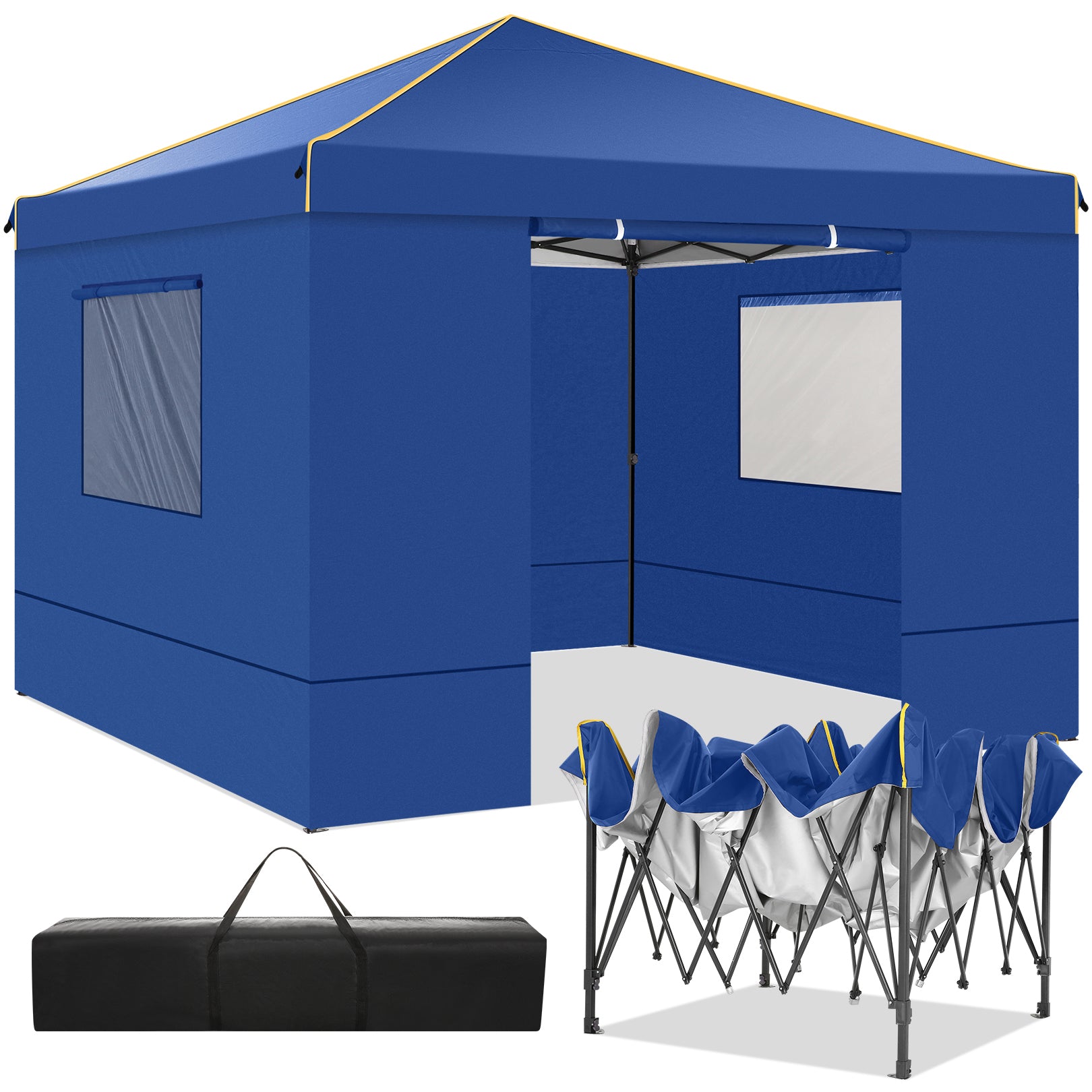 HOTEEL 10' x 10' Outdoor Canopy Party Tent EZ Pop Up Canopy Portable Commercial Instant Canopy Shelter Tent Waterproof Gazebo with 4 Sidewalls & Carry Bag,Stakes & Ropes