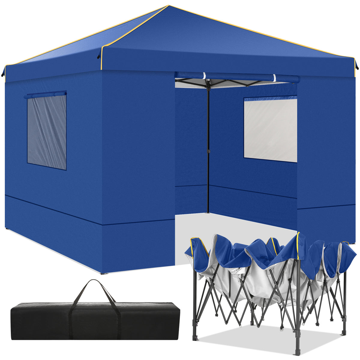 HOTEEL 10' x 10' Outdoor Canopy Party Tent EZ Pop Up Canopy Portable Commercial Instant Canopy Shelter Tent Waterproof Gazebo with 4 Sidewalls & Carry Bag,Stakes & Ropes