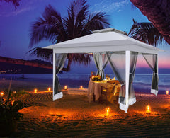 COBIZI 12'x12' Gazebo Tent Outdoor Pop up Gazebo Canopy Shelter with Mosquito Netting, Gray