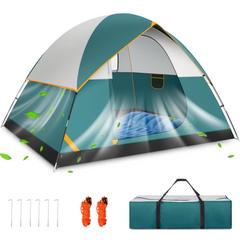 COBIZI 4 Person Tent for Camping, Easy Setup Camping Tent with Rainfly & Screen Windows for Camping/Traveling/Family Gathering/Hiking/Beach