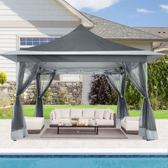 HOTEEL 12x12 EZ Pop Up Gazebo Tent with Sidewalls,Patio Gazebo Instant Shelter for Outdoor Party Camping Backyard Beach with Carry Bag,Stakes,Ropes,Khaki